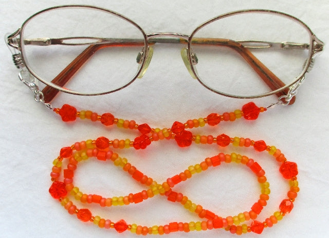 Orange Flower Beaded Eyeglass Chain - Juicybeads Jewelry
