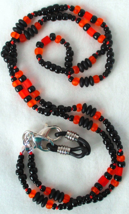 Orange & Black Beaded Eyeglass Chain - Juicybeads Jewelry
