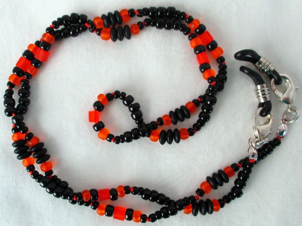 Orange & Black Beaded Eyeglass Chain - Juicybeads Jewelry