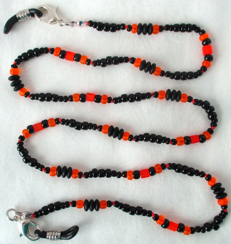 Orange & Black Beaded Eyeglass Chain - Juicybeads Jewelry