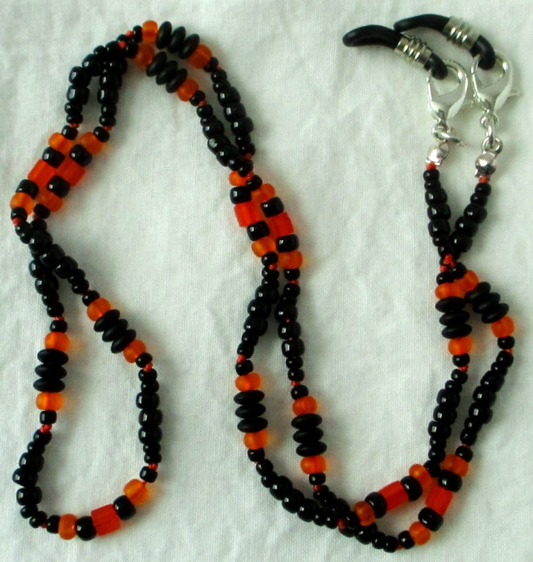 Orange & Black Beaded Eyeglass Chain - Juicybeads Jewelry