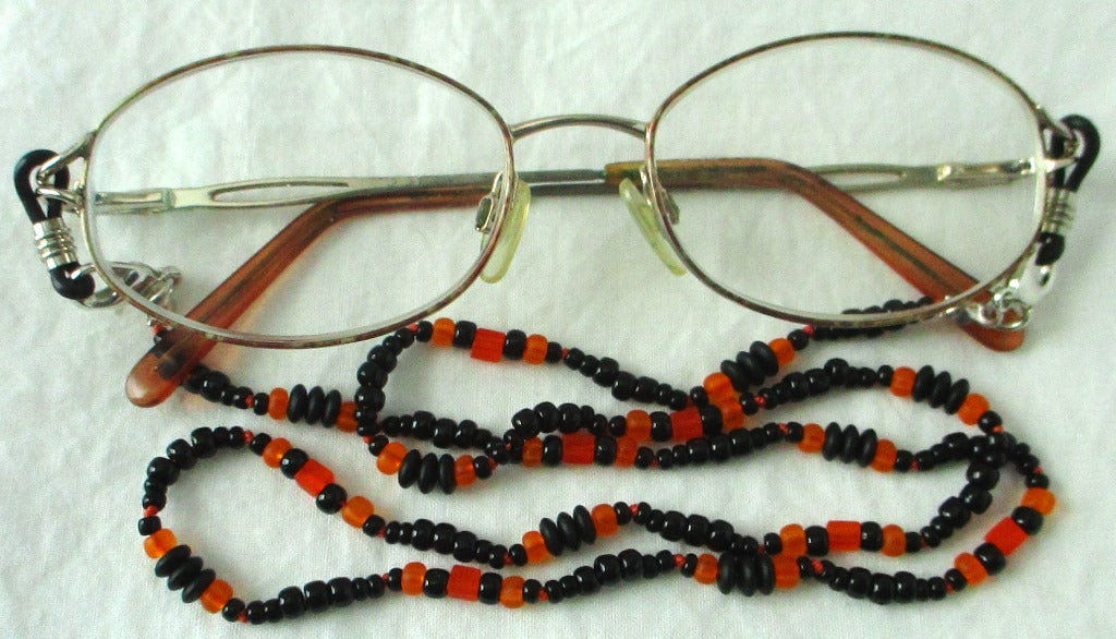 Orange & Black Beaded Eyeglass Chain - Juicybeads Jewelry