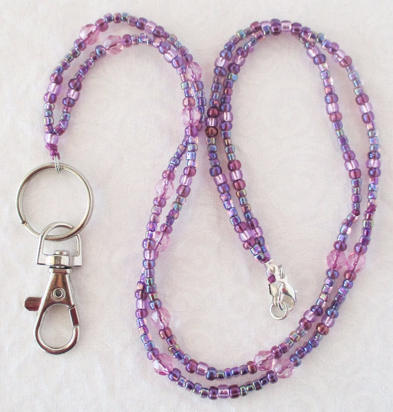 Lavender Purple Beaded Lanyard - Juicybeads Jewelry