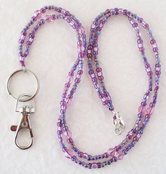 Lavender Purple Beaded Lanyard Juicybeads Jewelry