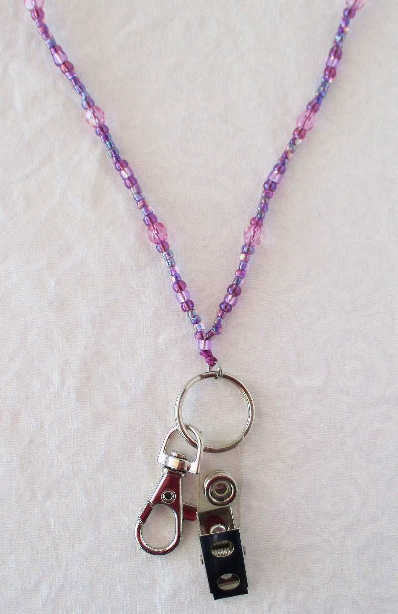 Lavender Purple Beaded Lanyard - Juicybeads Jewelry