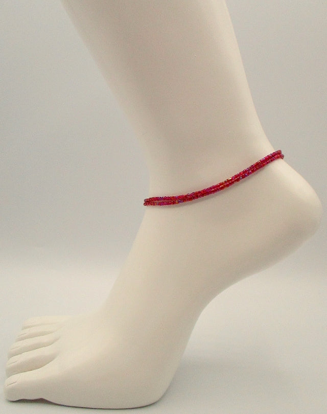 Red Beaded Anklet - Juicybeads Jewelry