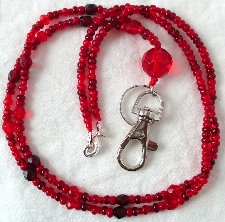 Red Beaded Lanyard - Juicybeads Jewelry