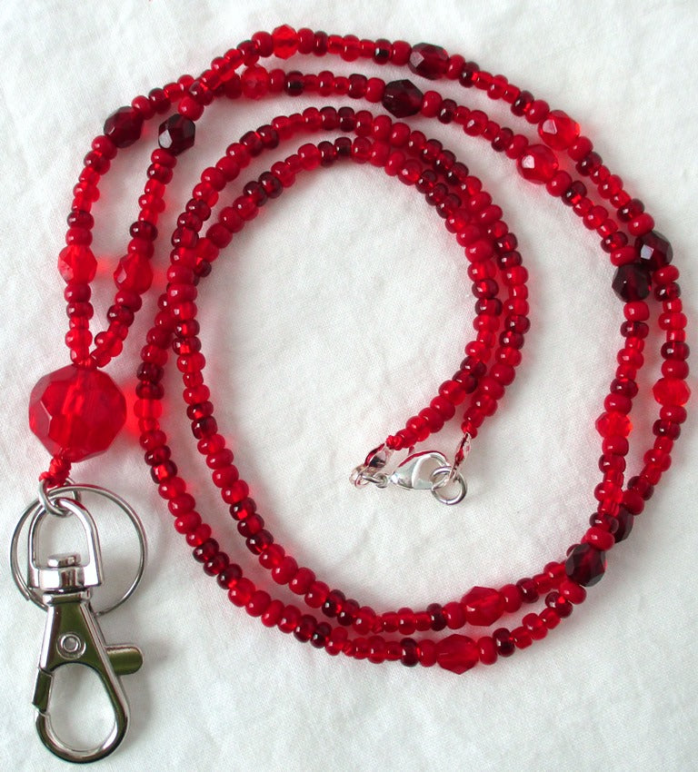 Red Beaded Lanyard - Juicybeads Jewelry