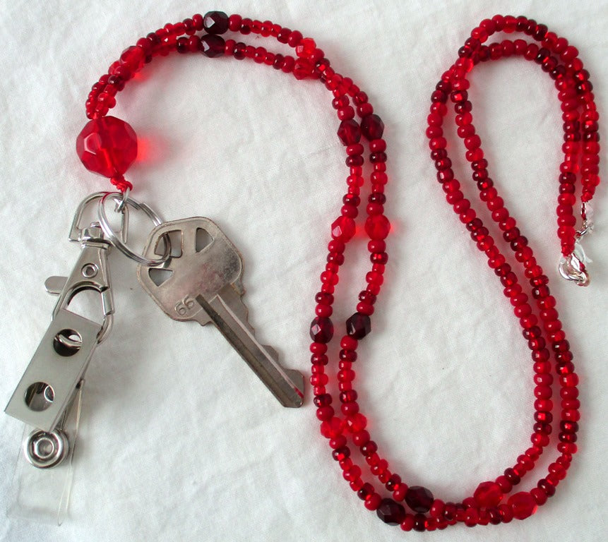 Red Beaded Lanyard - Juicybeads Jewelry