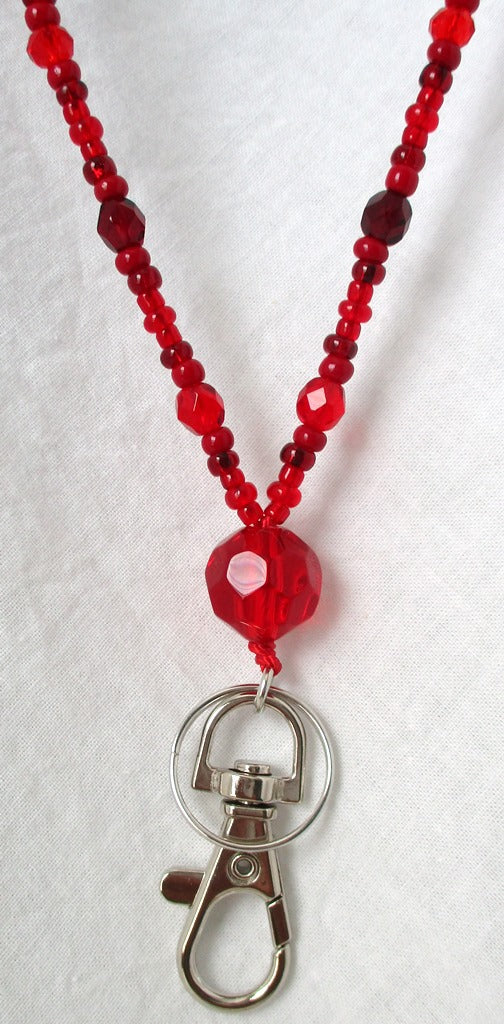 Red Beaded Lanyard - Juicybeads Jewelry