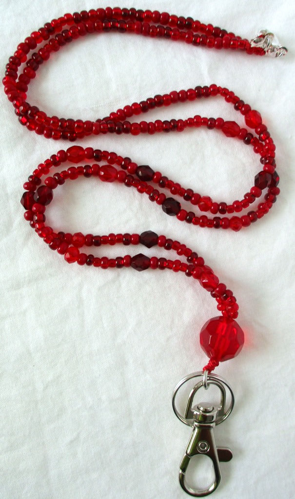 Red Beaded Lanyard - Juicybeads Jewelry