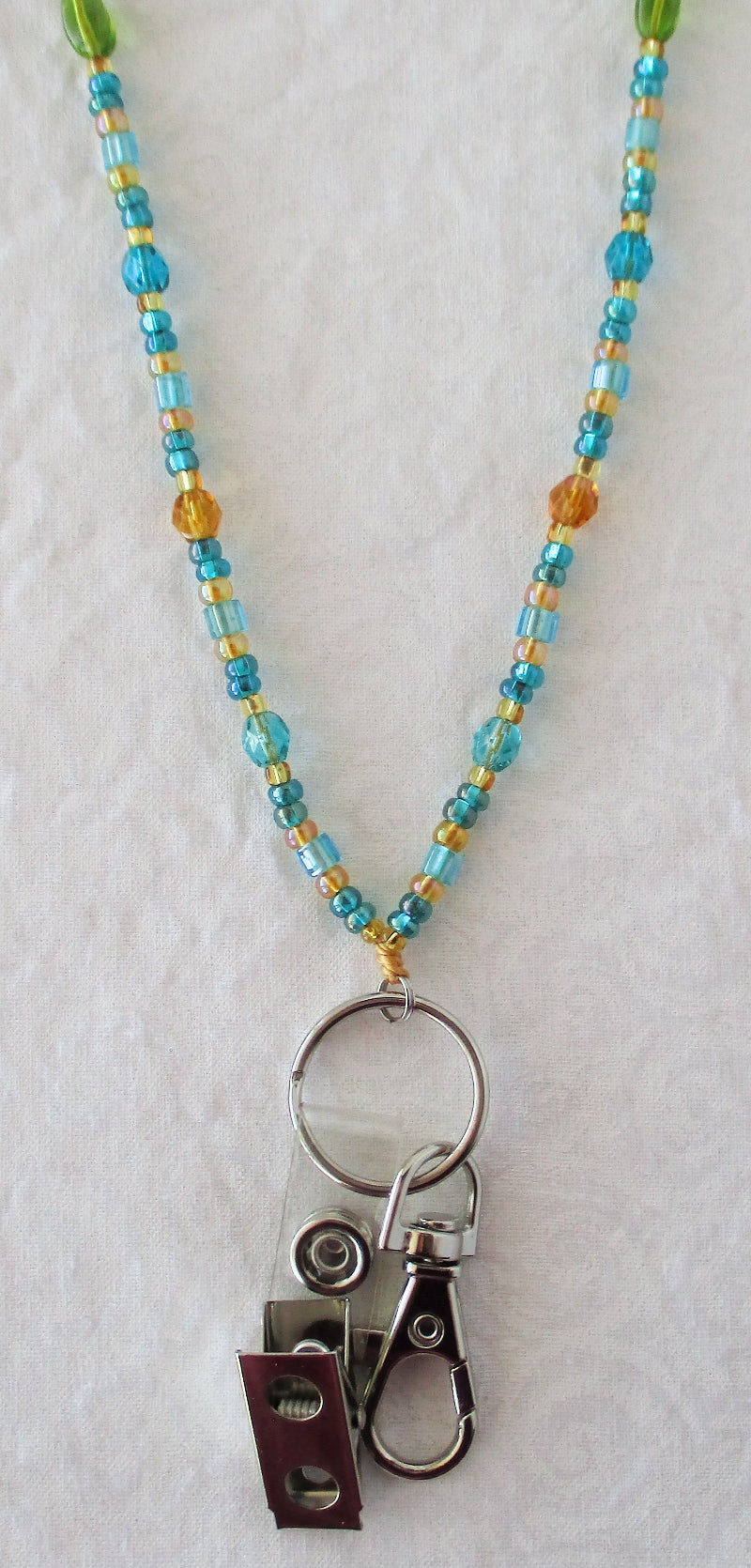 teal brown beaded lanyard - juicybeads jewelry