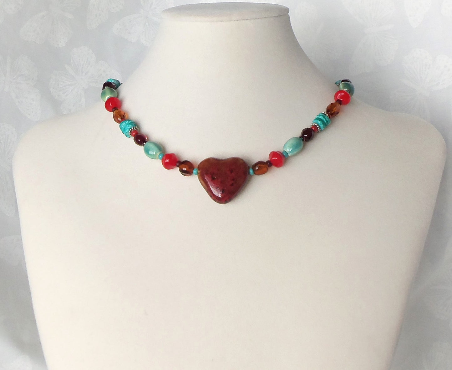 Western Beaded Heart Necklace - Juicybeads Jewelry