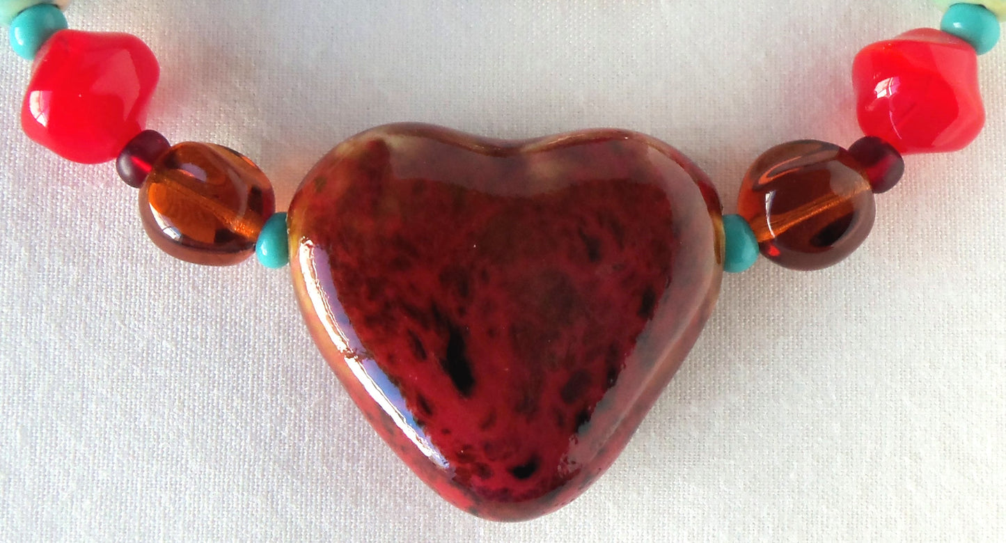 Western Beaded Heart Necklace - Juicybeads Jewelry