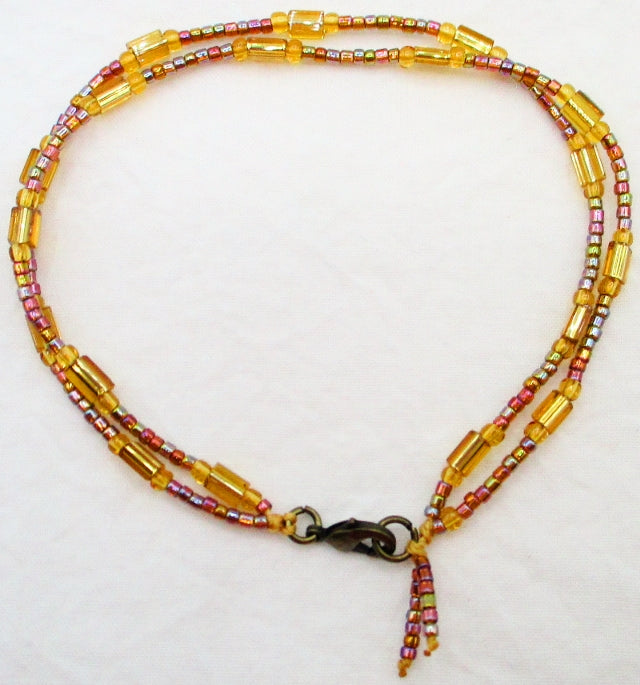 Yellow Beaded Anklet - Juicybeads Jewelry