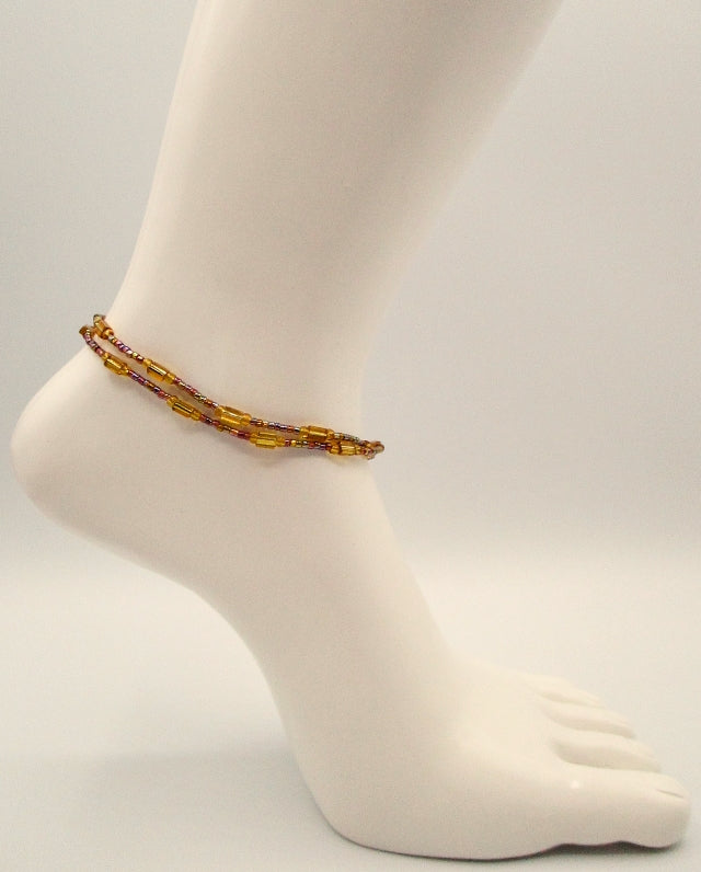 Yellow Beaded Anklet - Juicybeads Jewelry