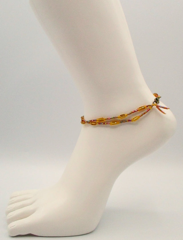 Yellow Beaded Anklet - Juicybeads Jewelry