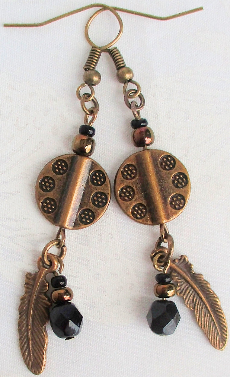 black beaded feather drop earrings juicybeads jewelry