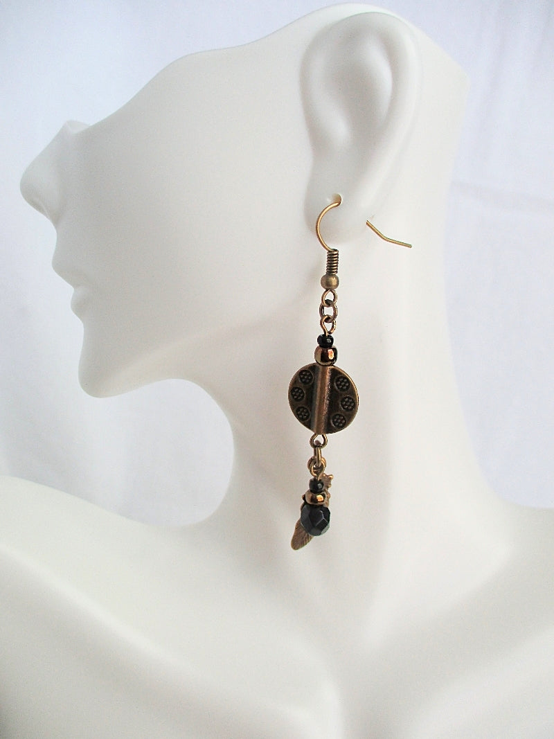 black beaded feather drop earrings juicybeads jewelry