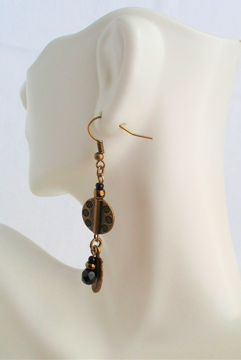 black beaded feather drop earrings juicybeads jewelry